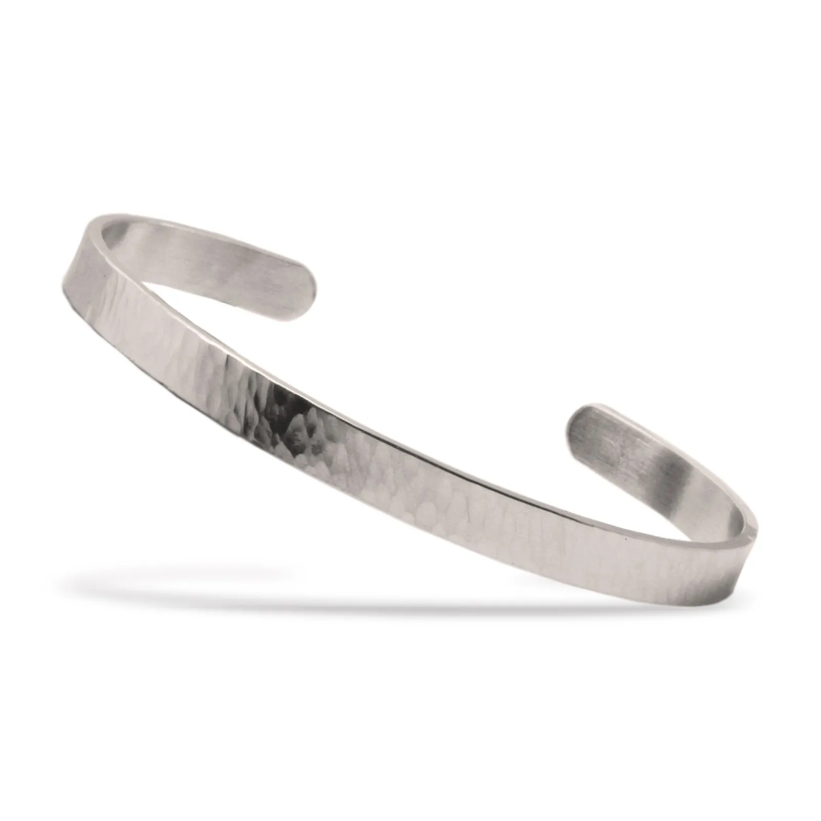 Minimalist Hammered 316L Stainless Steel Adjustable Cuff