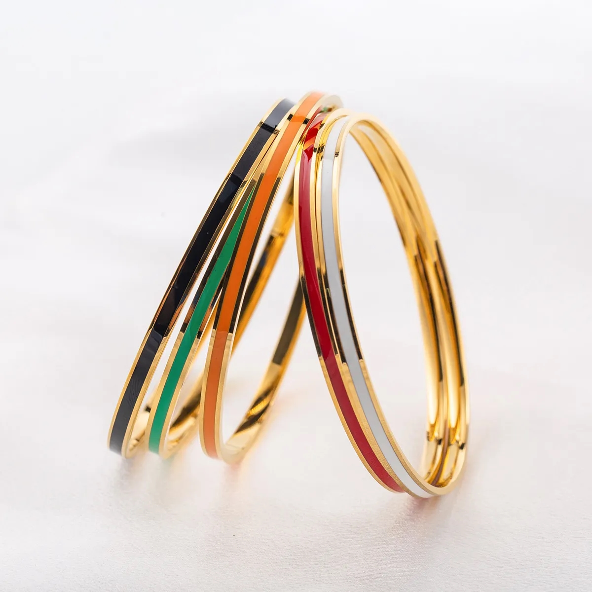 Stainless Steel Enamel Bangle Bracelet