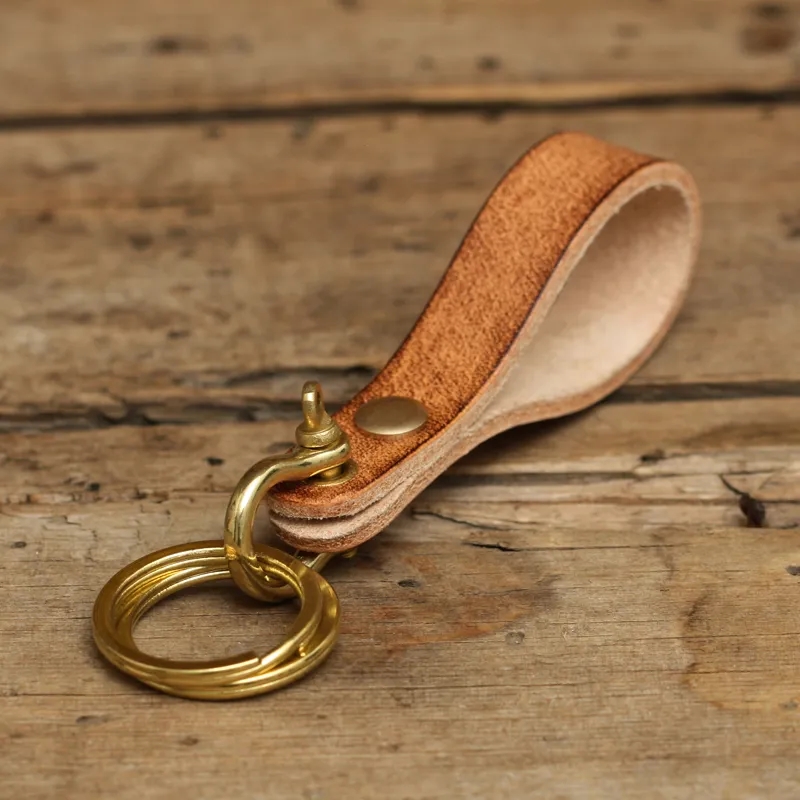 Genuine Leather Keychain with Brass Hardware