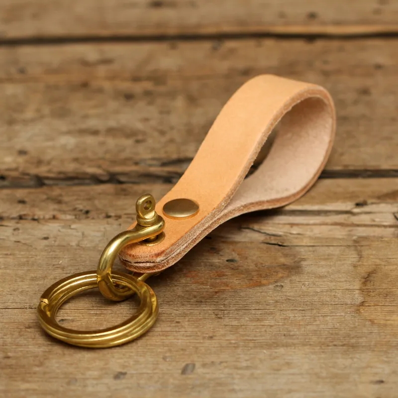 Genuine Leather Keychain with Brass Hardware