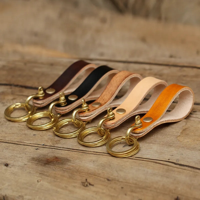 Genuine Leather Keychain with Brass Hardware